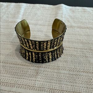 Never worn Rustic Cuff Gold and Black Leather Cuff Bracelet
